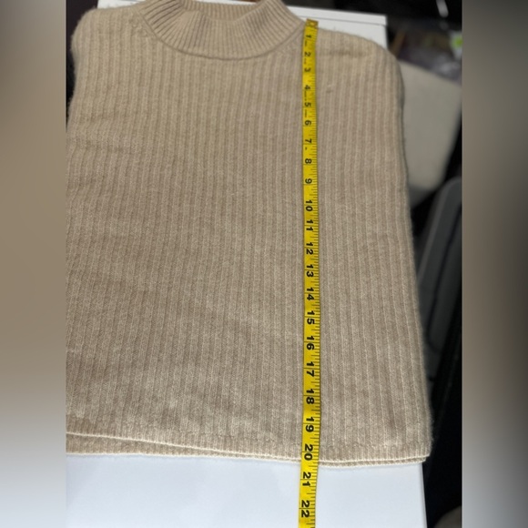 Madewell (Re)sourced Cashmere Ribbed Mockneck Pullover Sweater Heather Beige M - Picture 10 of 12